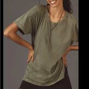 PILCRO ANTHROPOLOGIE green slouchy oversized tee New jordyn t-shirt top L